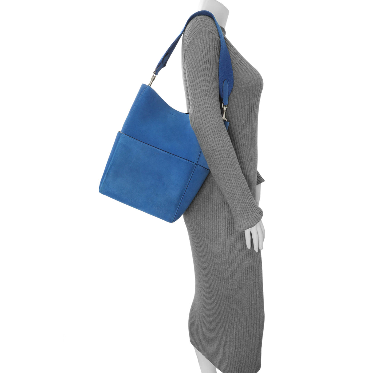 Celine Blue Suede Sangle Bucket Bag Handbags Celine