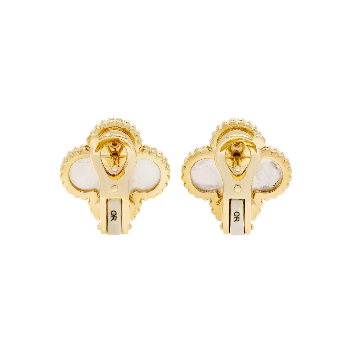 Van Cleef & Arpels 18K Yellow Gold Mother of Pearl Vintage Alhambra Earrings Designer Jewellery Van Cleef and Arpels