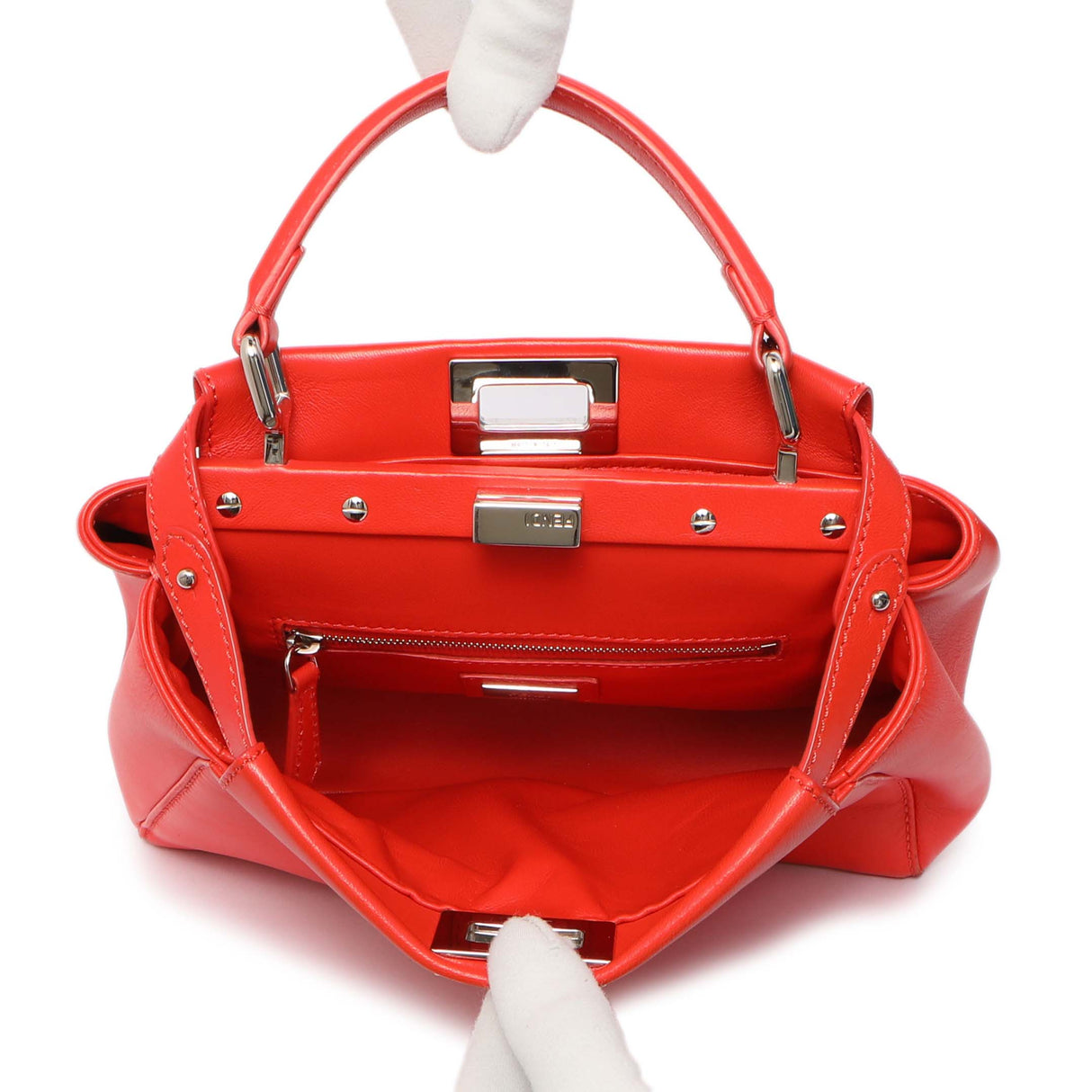 Fendi Papavero Nappa Mini Peekaboo Iconic Satchel Handbags Fendi