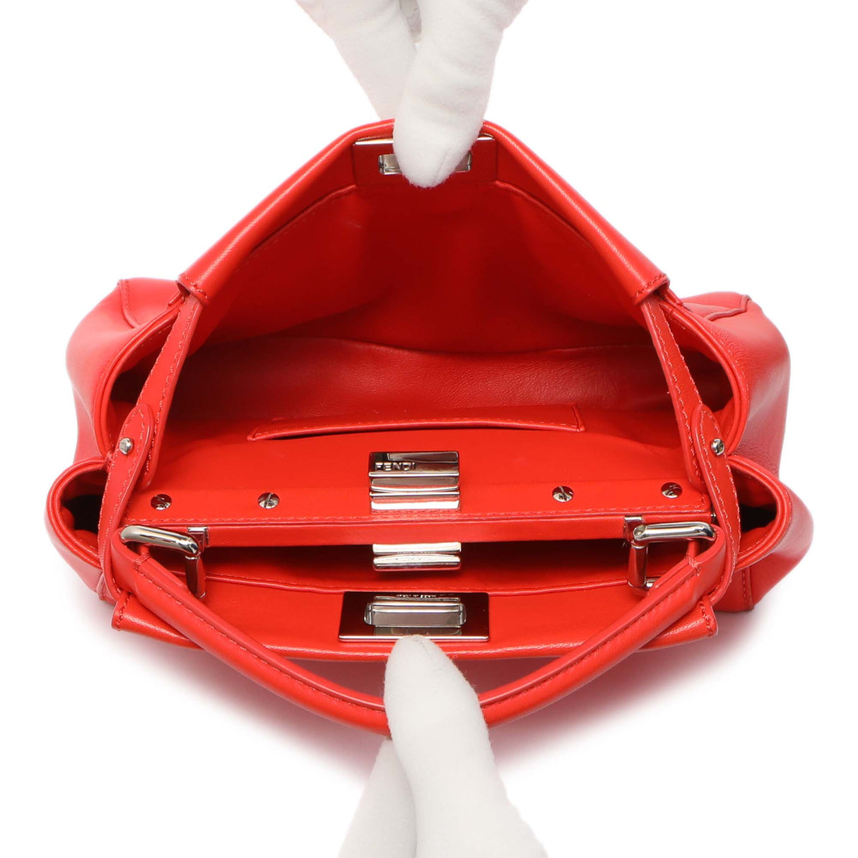 Fendi Papavero Nappa Mini Peekaboo Iconic Satchel Handbags Fendi