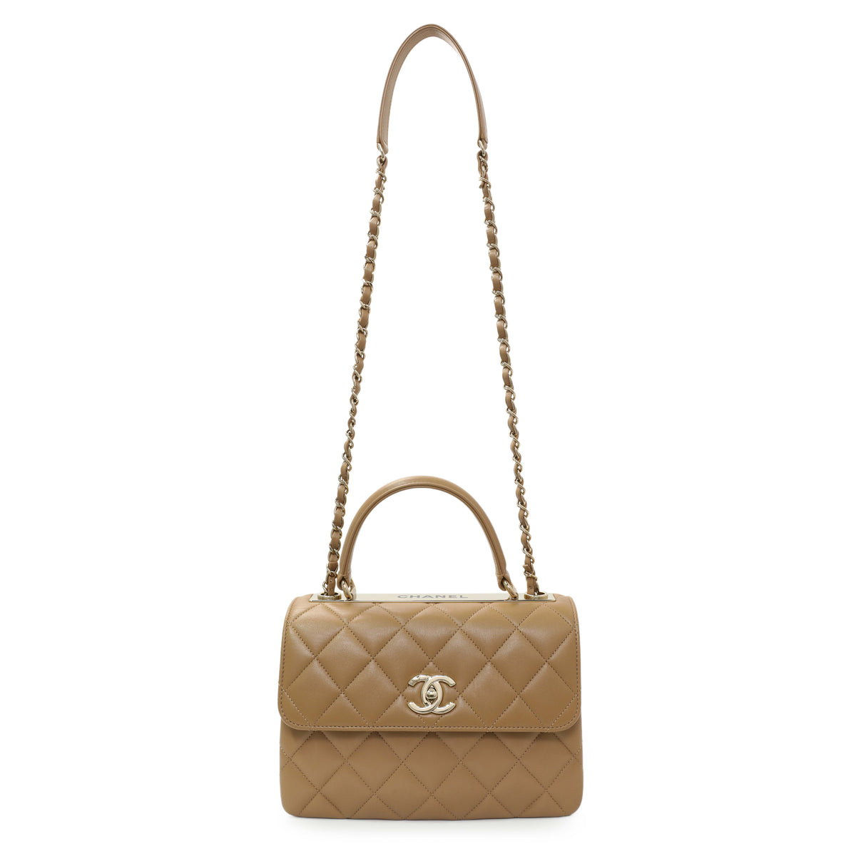 Chanel Beige Lambskin Quilted Small Trendy CC Dual Handle Flap Bag