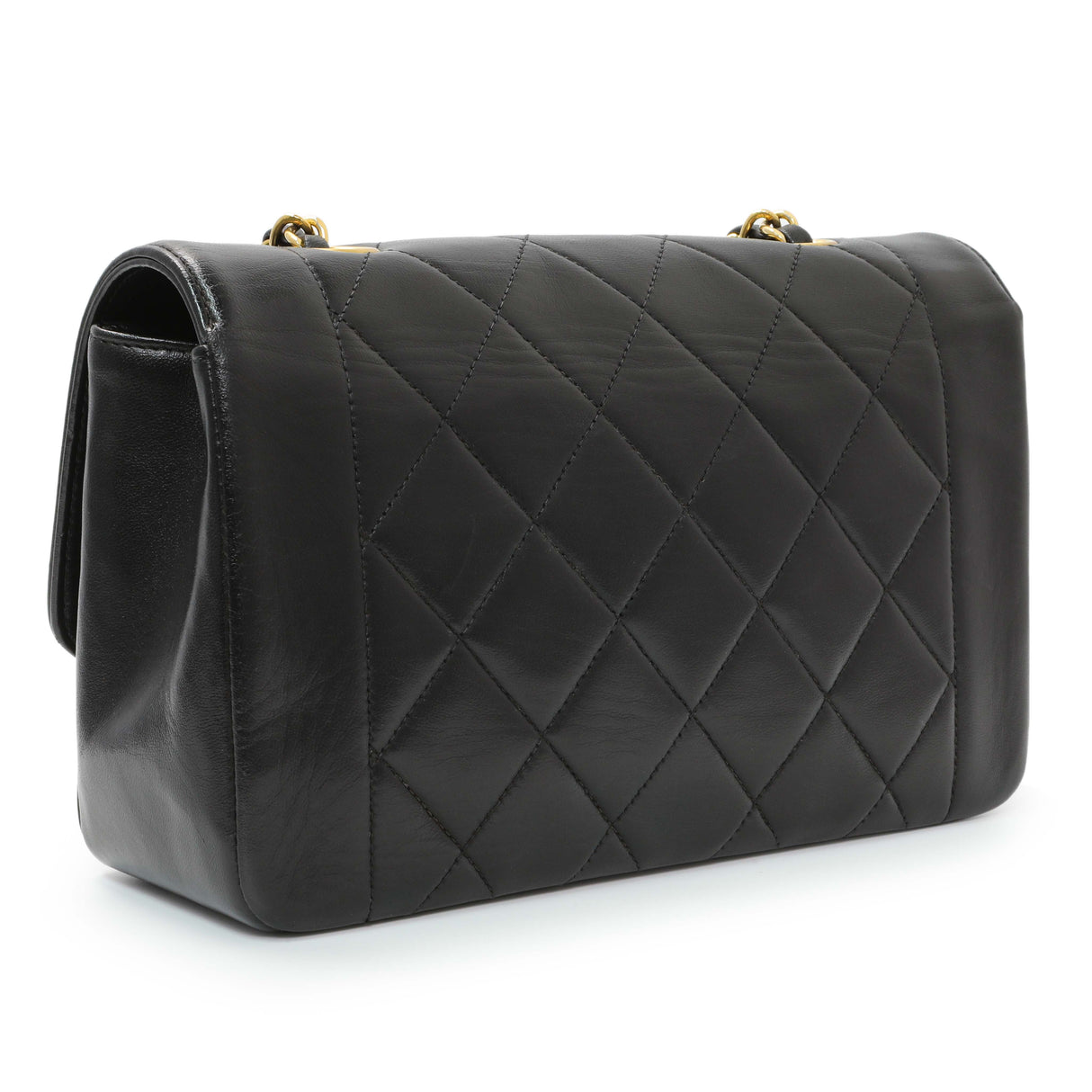 Chanel Vintage Black Quilted Lambskin Small Diana Flap Handbags Chanel