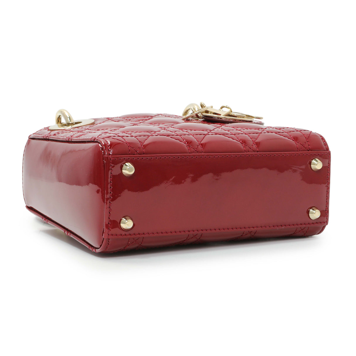 Christian Dior Cherry Red Patent Cannage Mini Lady Dior Handbags Christian Dior