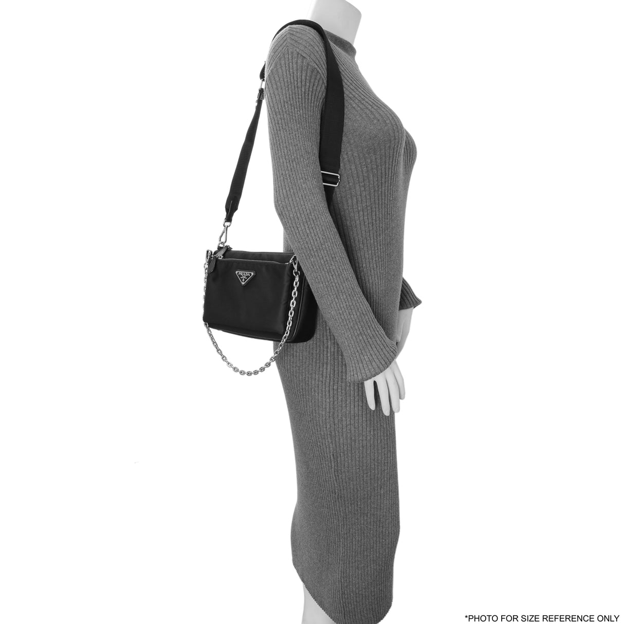 Prada Black Re-Nylon Saffiano Double Pouch Shoulder Bag Handbags Prada