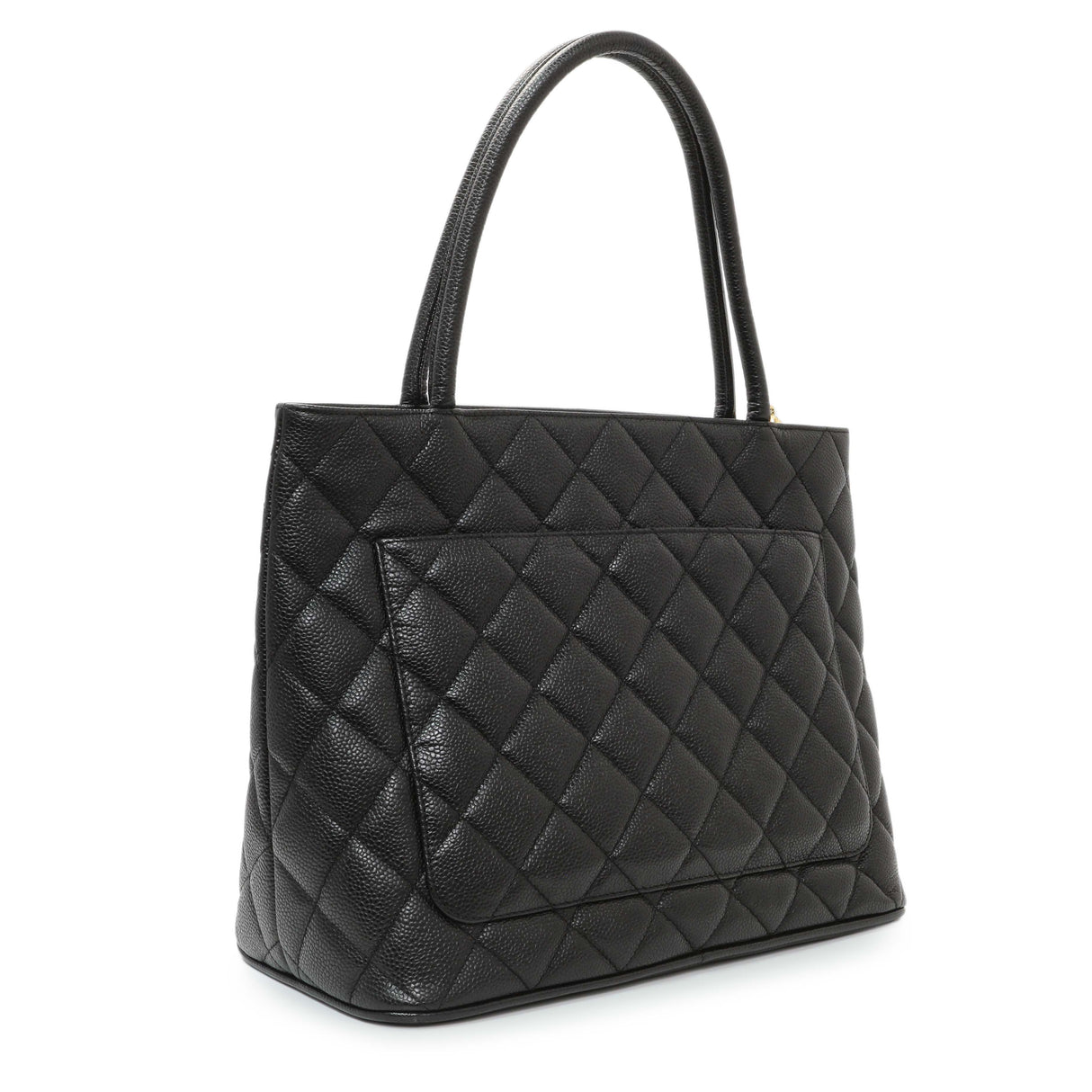 Chanel Black Quilted Caviar Medallion Tote Handbags Chanel