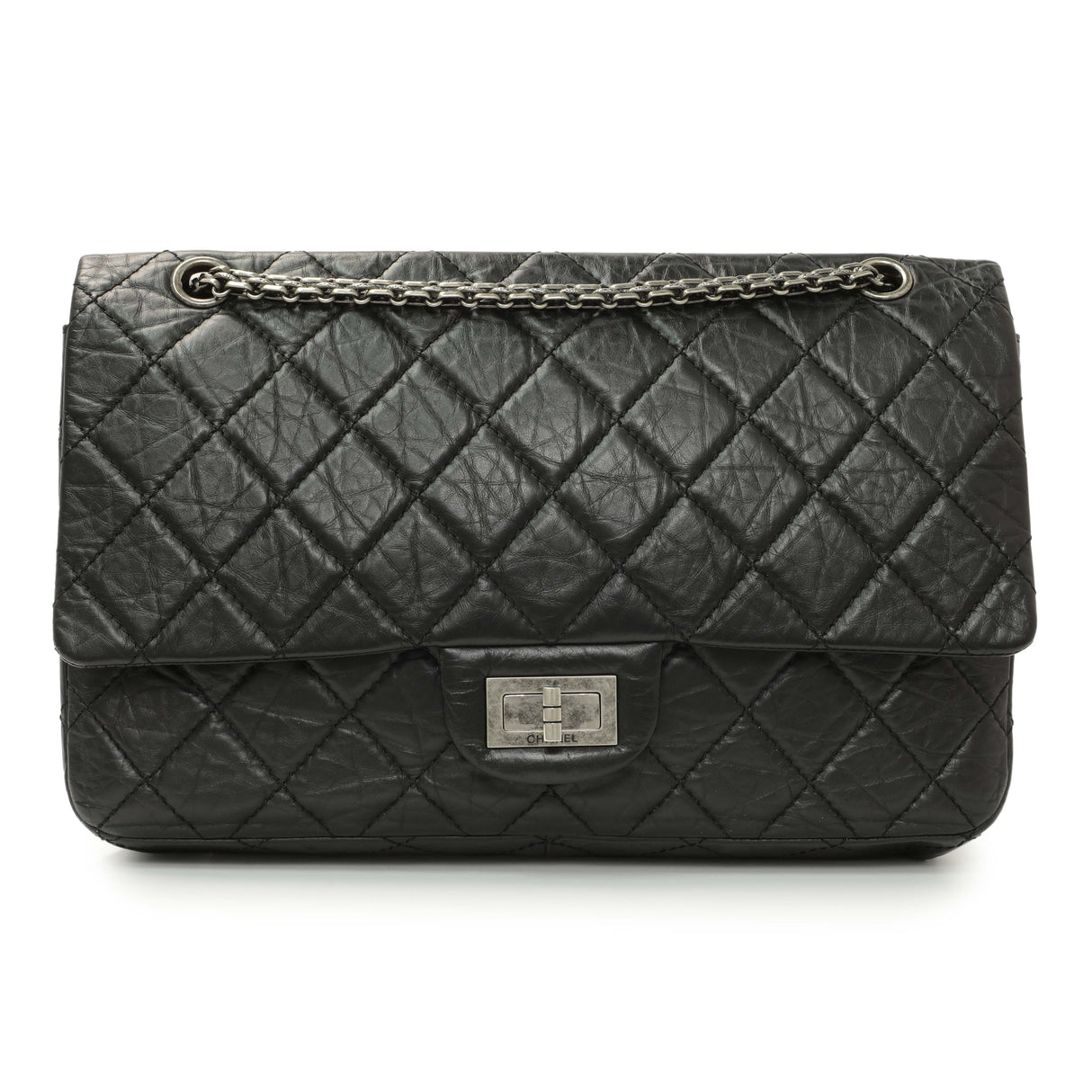Chanel Black Quilted Aged Calfskin 2.55 Reissue 227 Flap Handbags Chanel
