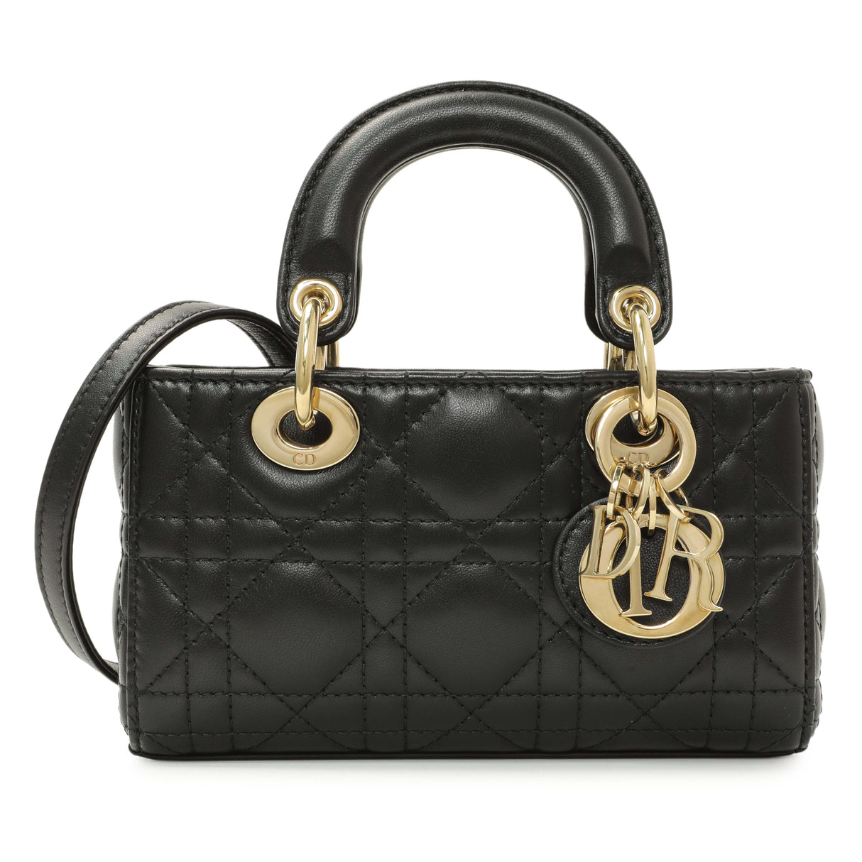 Christian Dior Black Lambskin Cannage Micro Lady D-Joy Handbags Christian Dior
