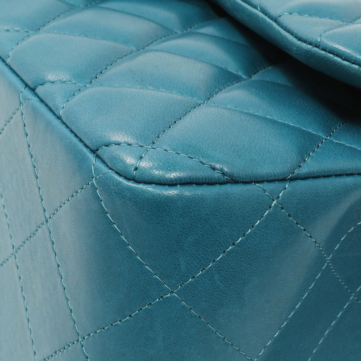 Chanel Teal Quilted Lambskin Jumbo Classic Double Flap Handbags Chanel