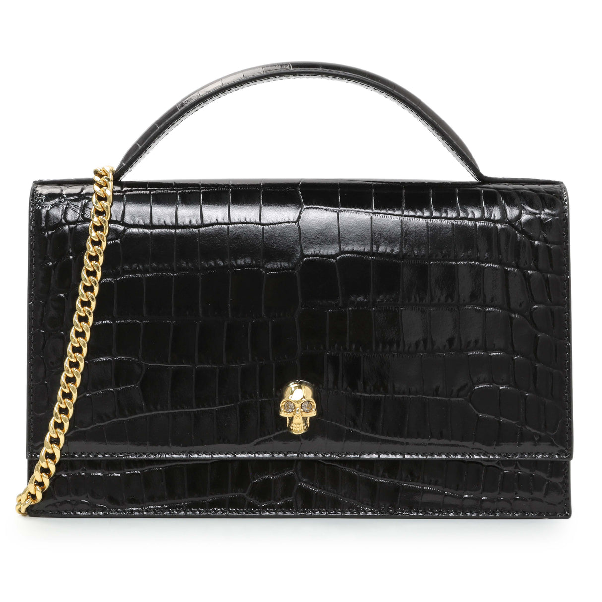 Alexander McQueen Skull Embellished Embossed Top Handle Bag Handbags Alexander McQueen