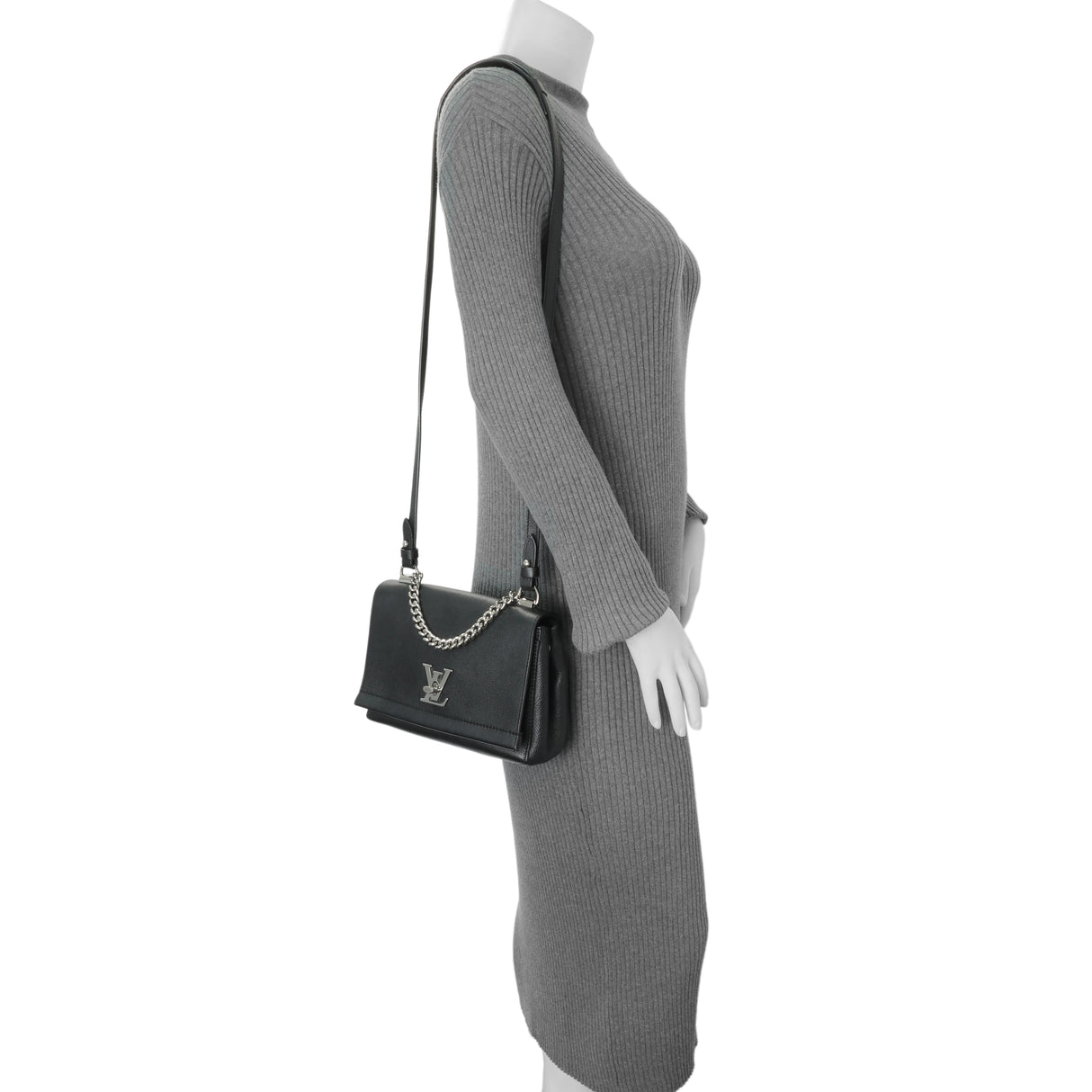 Louis Vuitton Black Soft Calfskin Lockme II Chain Bag BB Handbags Louis Vuitton