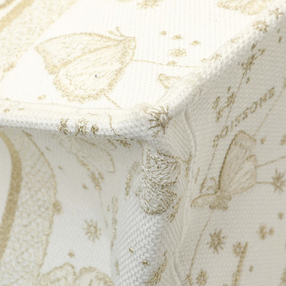 Christian Dior White Gold Canvas Embroidered Medium Zodiac Print Book Tote Handbags Christian Dior