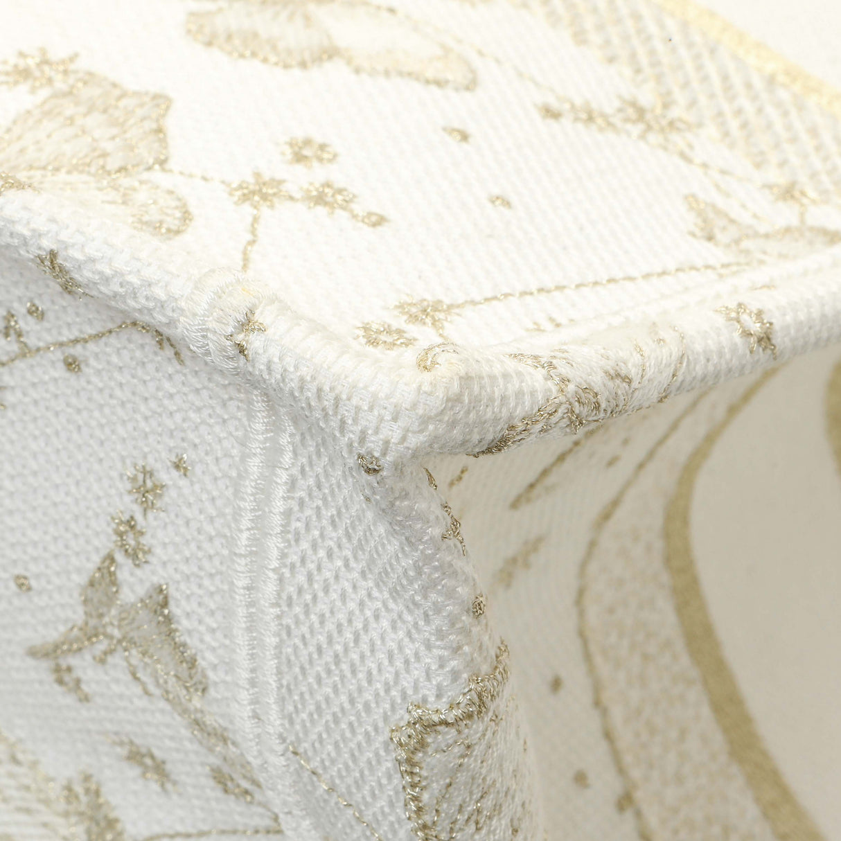 Christian Dior White Gold Canvas Embroidered Medium Zodiac Print Book Tote Handbags Christian Dior