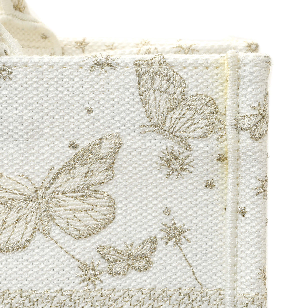 Christian Dior White Gold Canvas Embroidered Medium Zodiac Print Book Tote Handbags Christian Dior