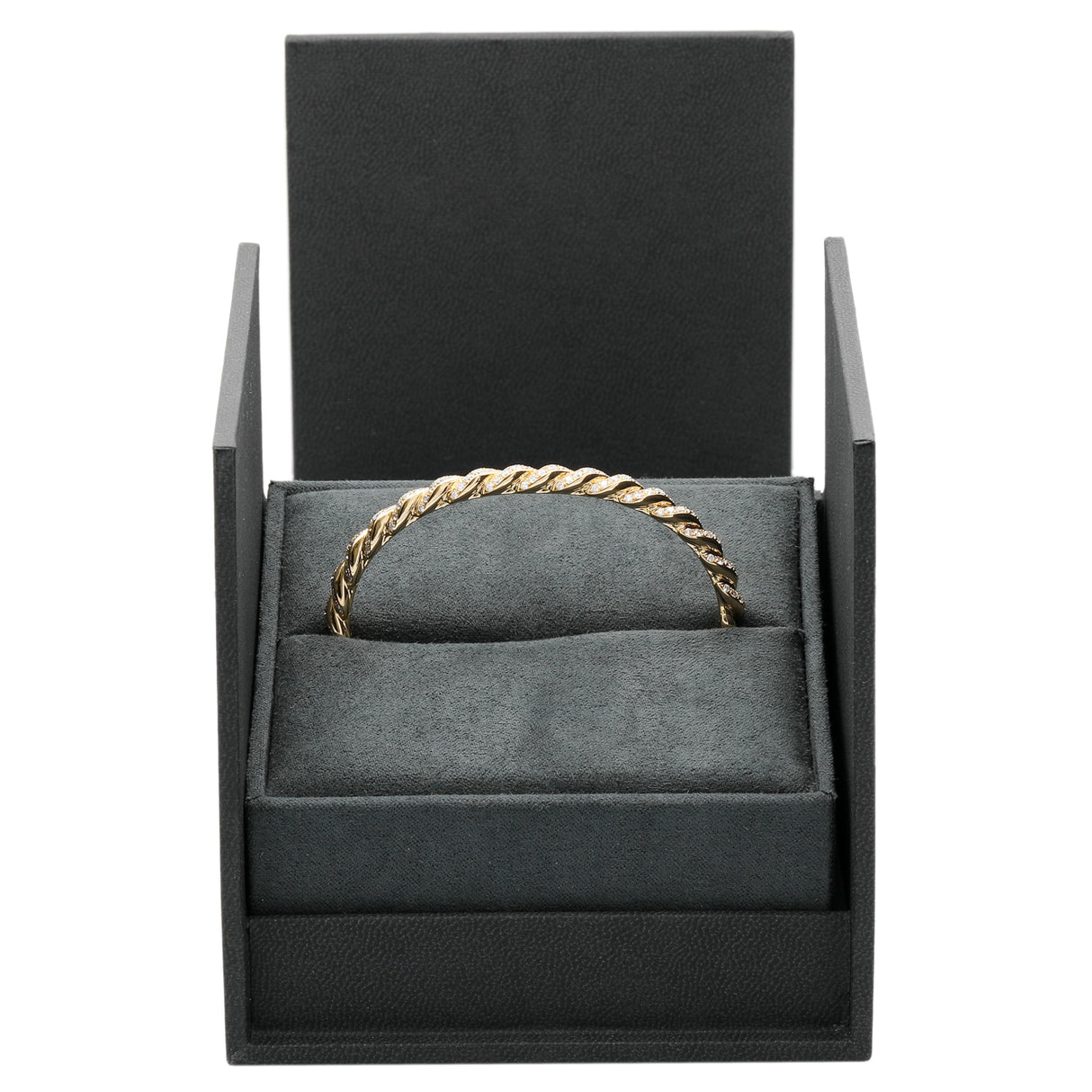 David Yurman 18K Yellow Gold Diamond 5mm Sculpted Cable Flex Bracelet Designer Jewellery David Yurman