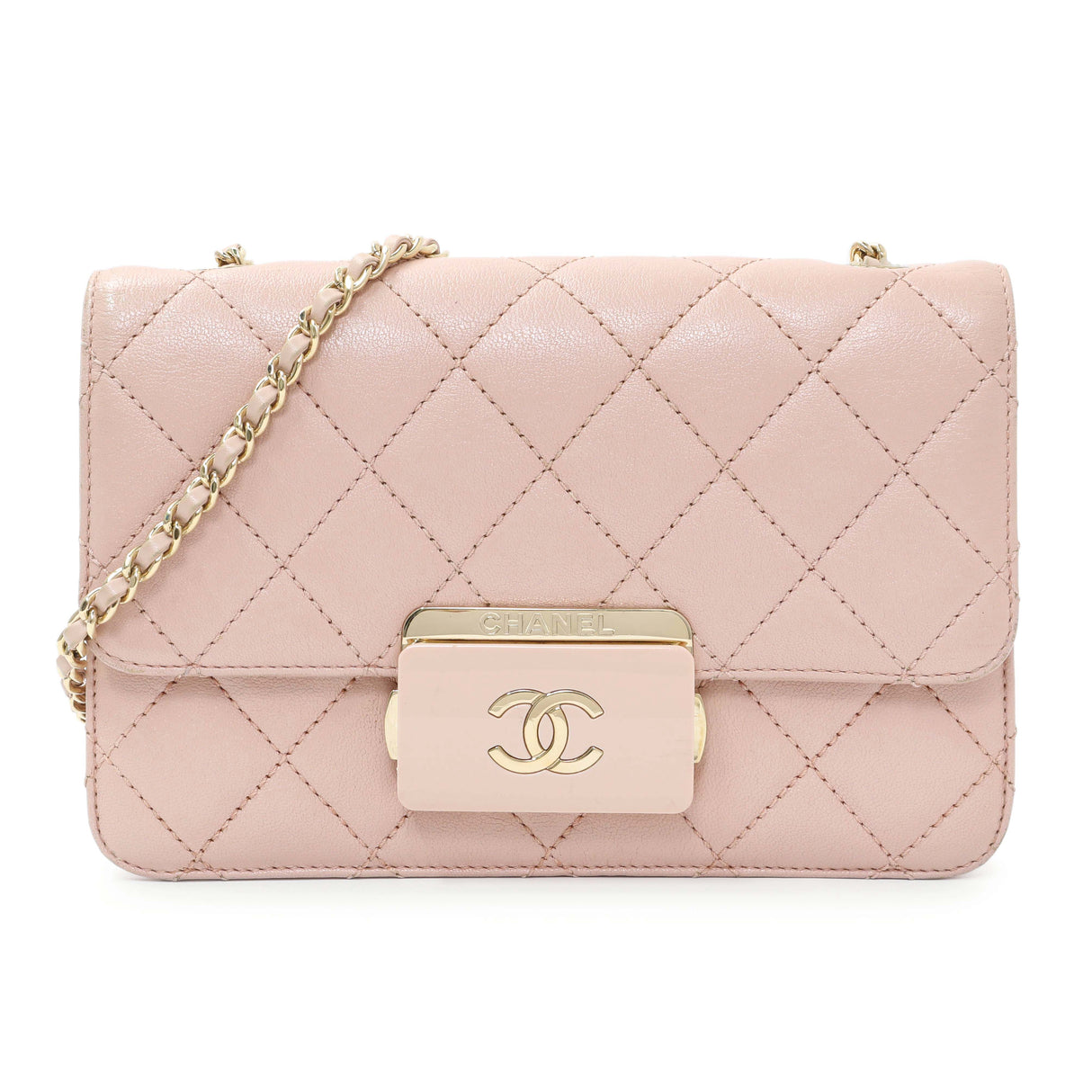Chanel Pink Quilted Sheepskin Mini Beauty Lock Flap Handbags Chanel