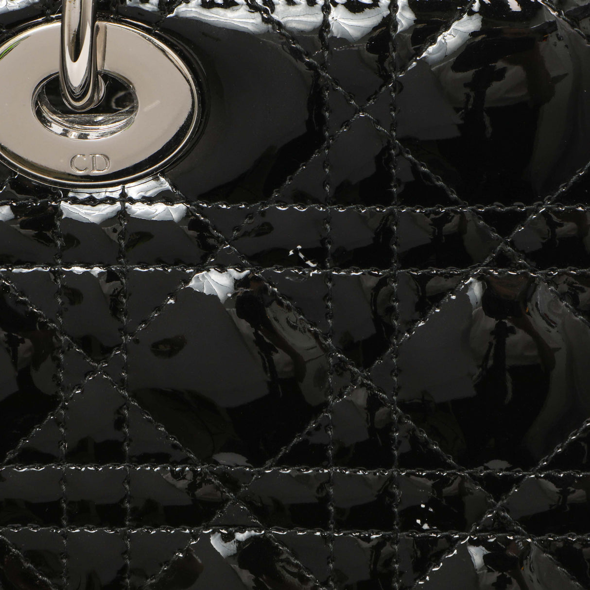 Christian Dior Black Patent Cannage Large Lady Dior Handbags Christian Dior