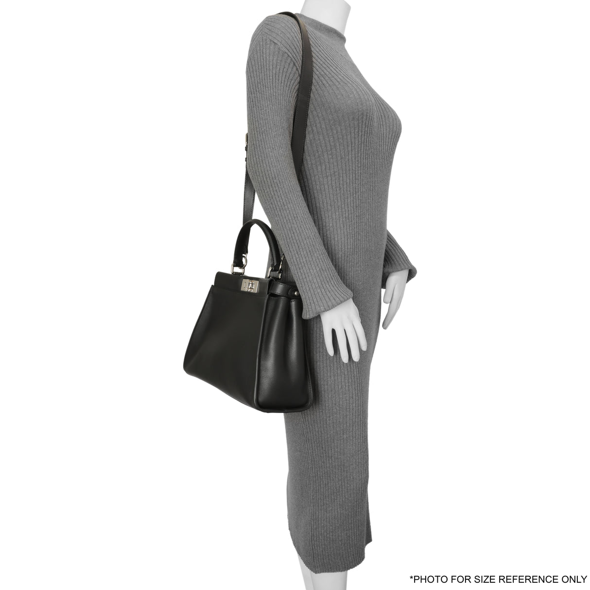 Fendi Black Vitello Seta Snakeskin Crocodile Monster Eyes Medium Peekaboo Iconic Satchel Handbags Fendi