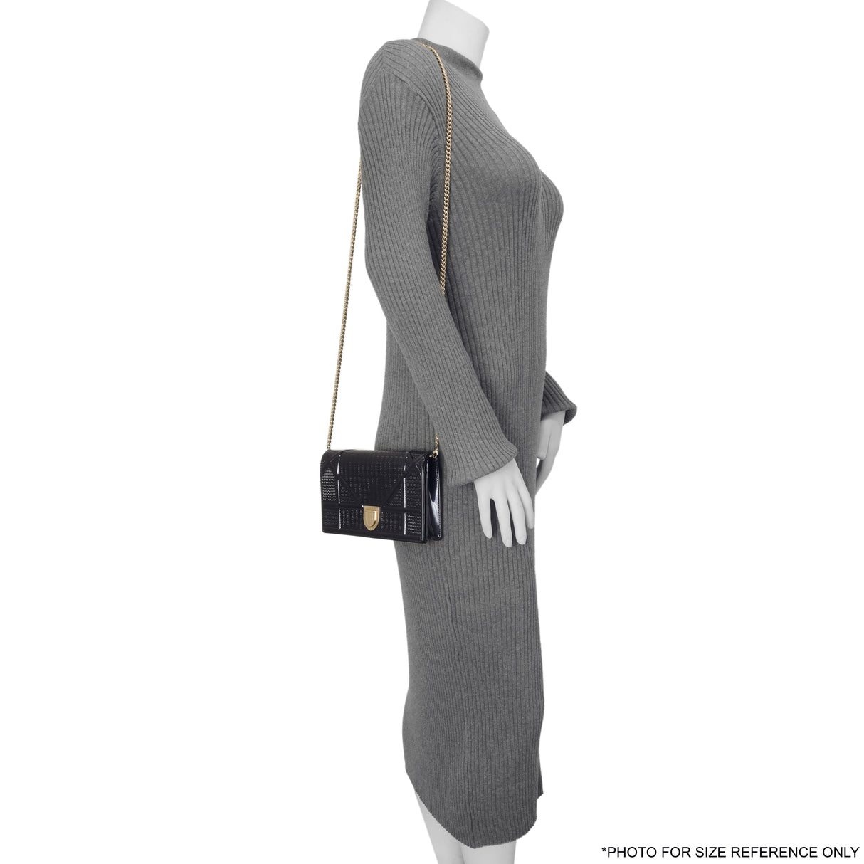 Christian Dior Navy Patent Micro-Cannage Diorama Wallet on Chain Handbags Christian Dior