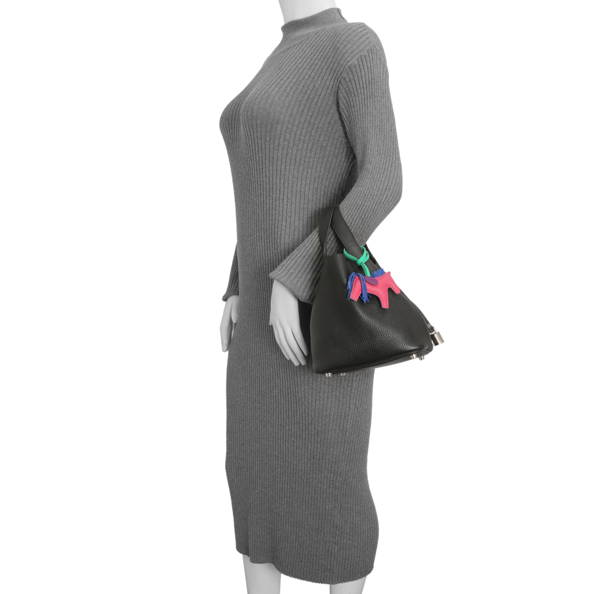 Hermes Bleu Azteque Rose Shocking Milo Lambskin Grigri Rodeo Horse Bag Charm PM Accessories Hermes