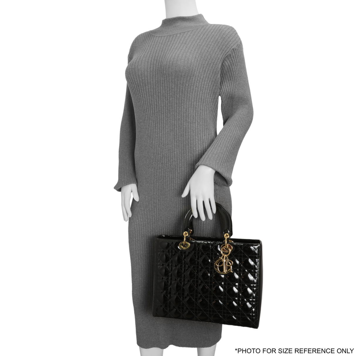 Christian Dior Black Patent Cannage Large Lady Dior Handbags Christian Dior