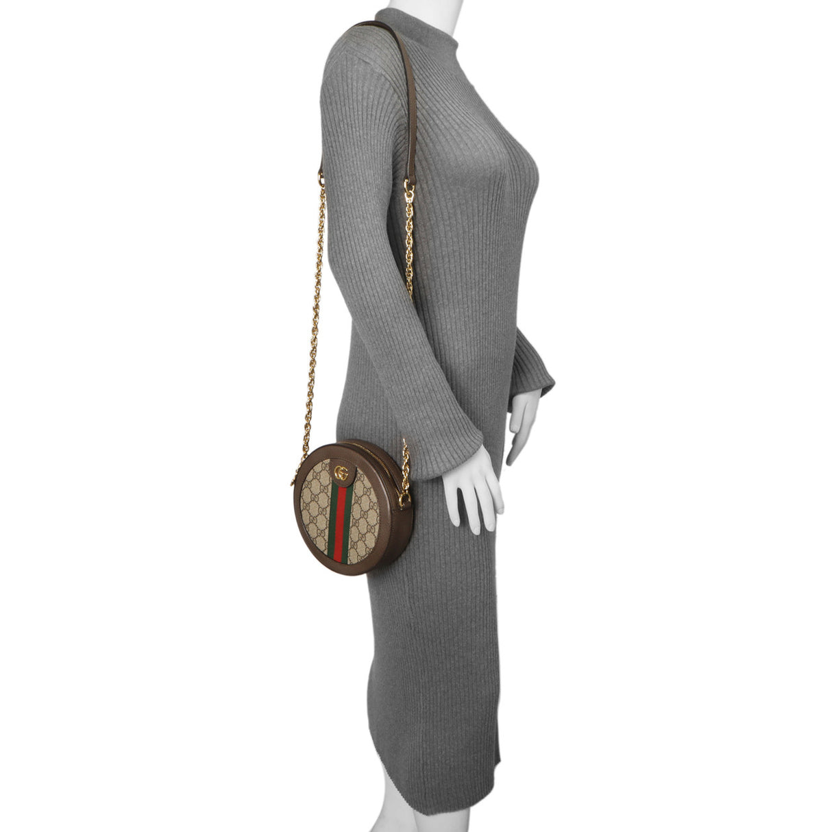 Gucci GG Supreme Monogram Web Mini Ophidia Round Shoulder Bag Handbags Gucci