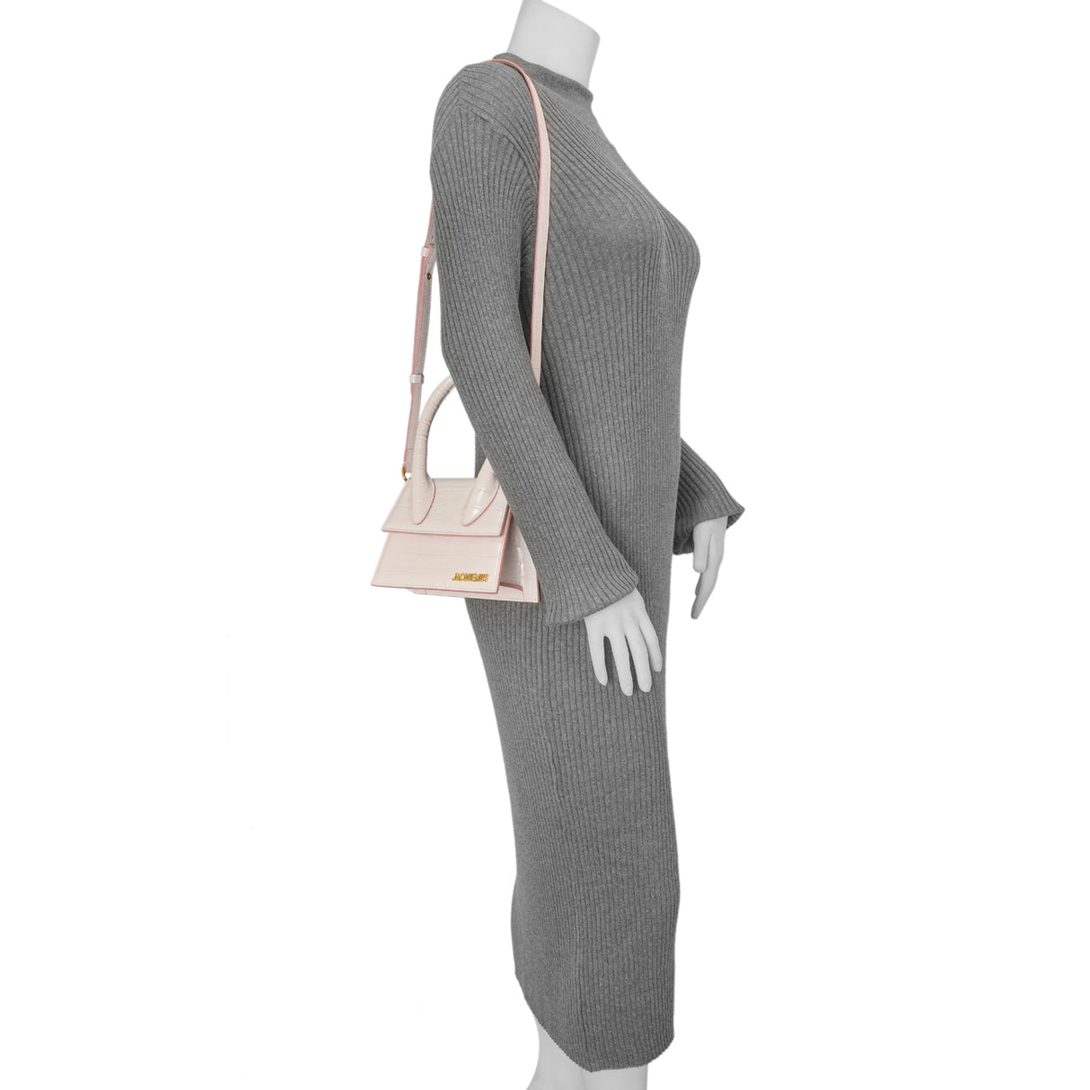 Jacquemus Pink Crocodile Embossed Calfskin Moyen Le Chiquito Handbags Jacquemus