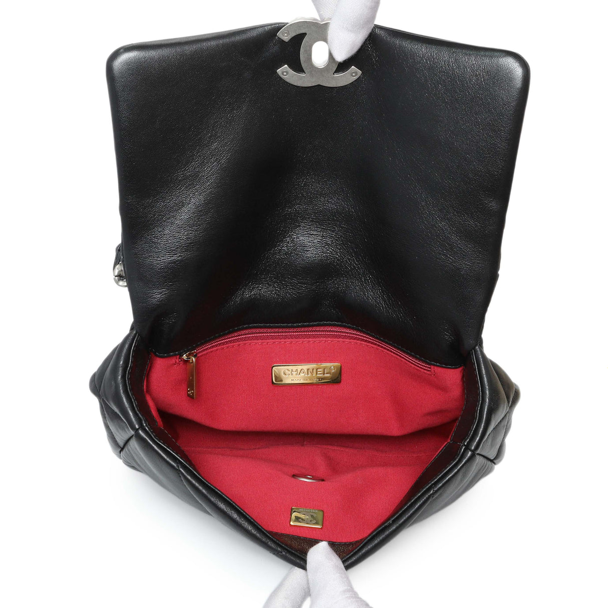 Chanel Black Lambskin Quilted Medium Chanel 19 Flap Handbags Chanel