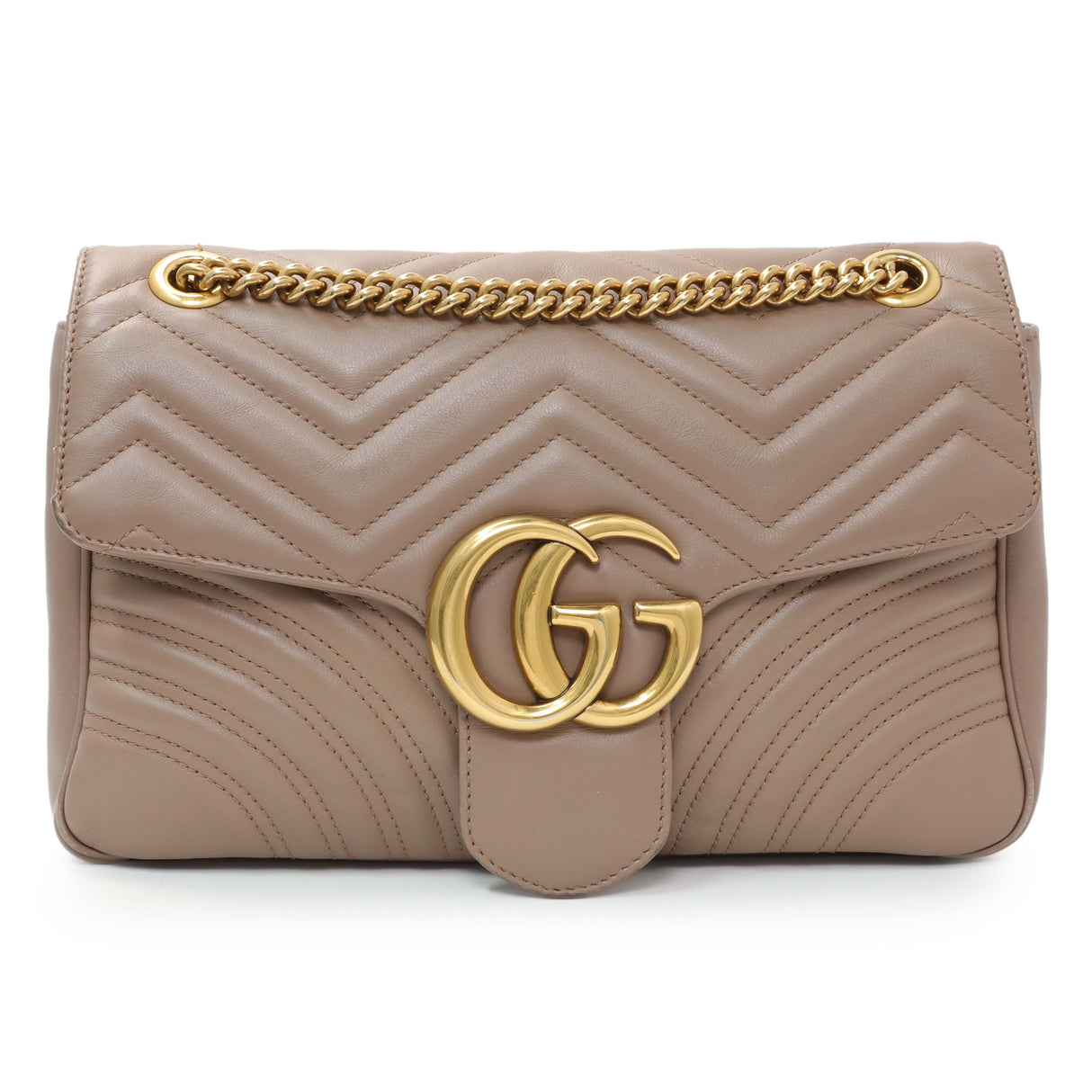 Gucci Porcelain Rose Calfskin Matelasse Medium GG Marmont Shoulder Bag Handbags Gucci