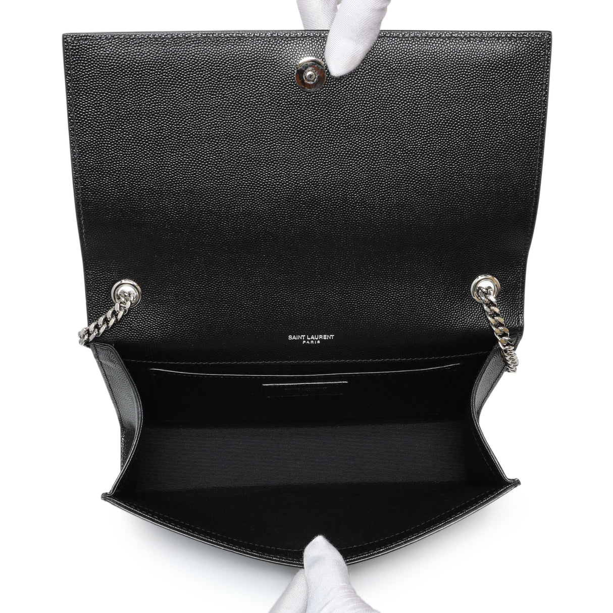 Saint Laurent Black Grain De Poudre Medium Monogram Kate Satchel Handbags Saint Laurent