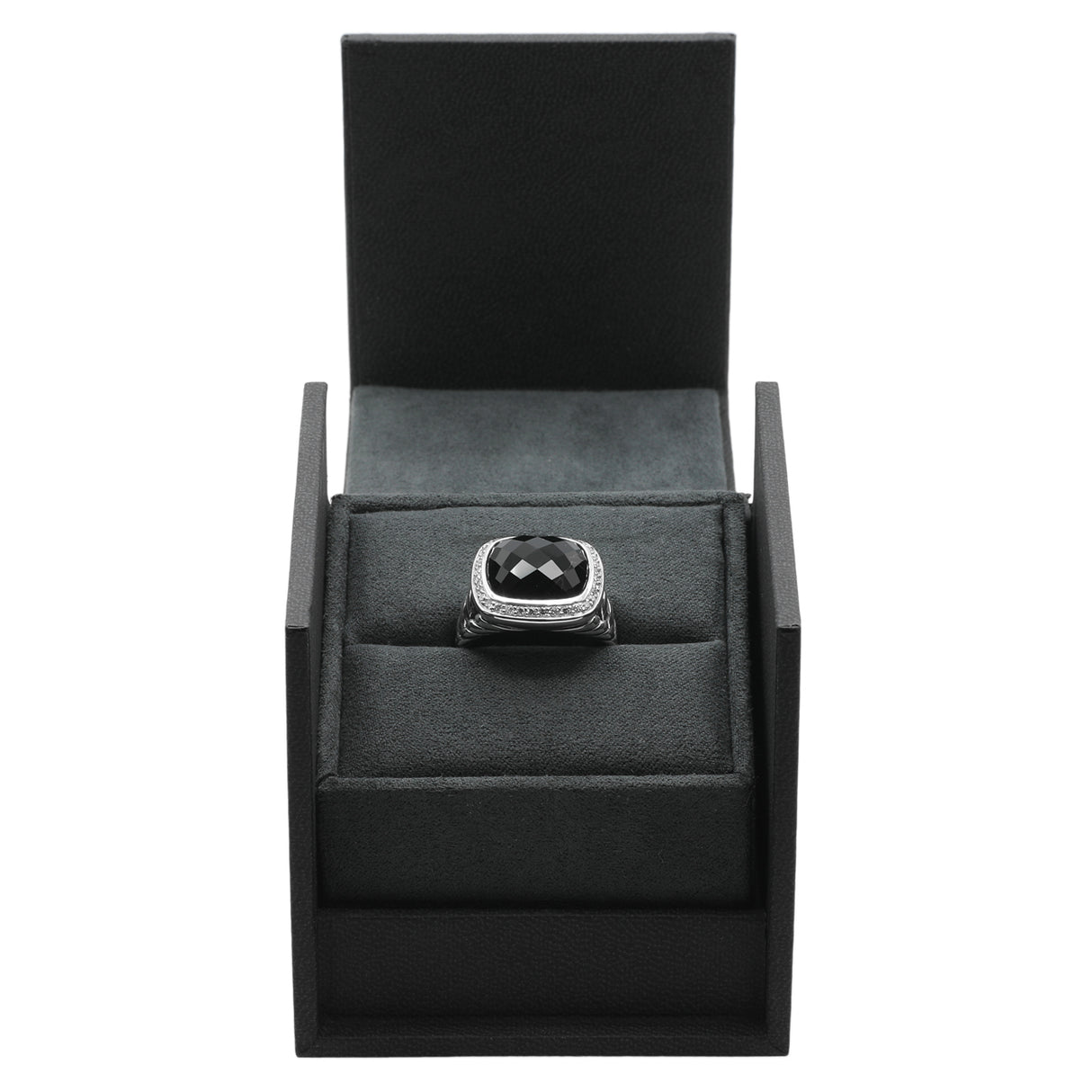 David Yurman Sterling Silver Onyx Diamond 14mm Albion Ring Designer Jewellery David Yurman