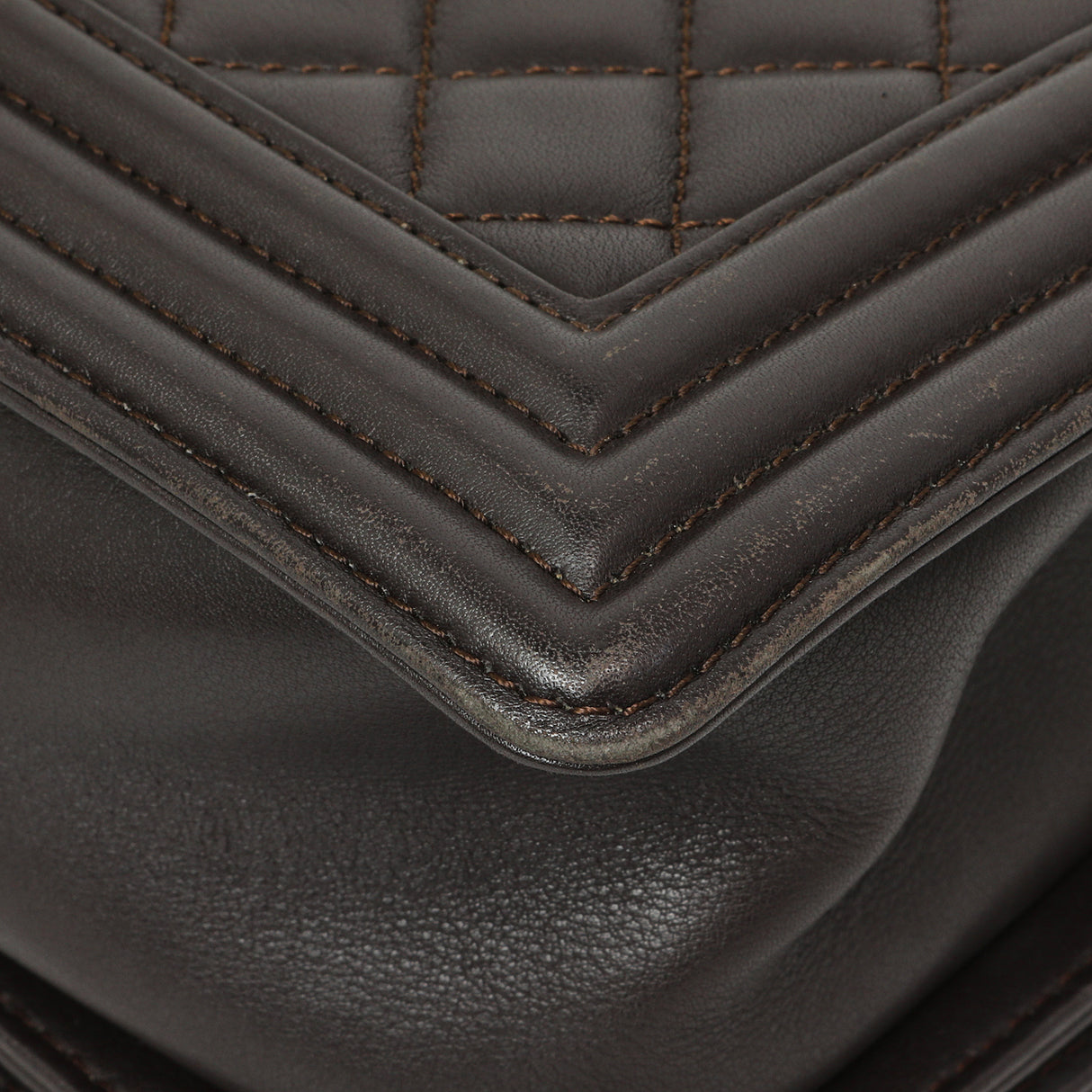 Chanel Dark Brown Quilted Calfskin Medium Boy Bag Handbags Chanel