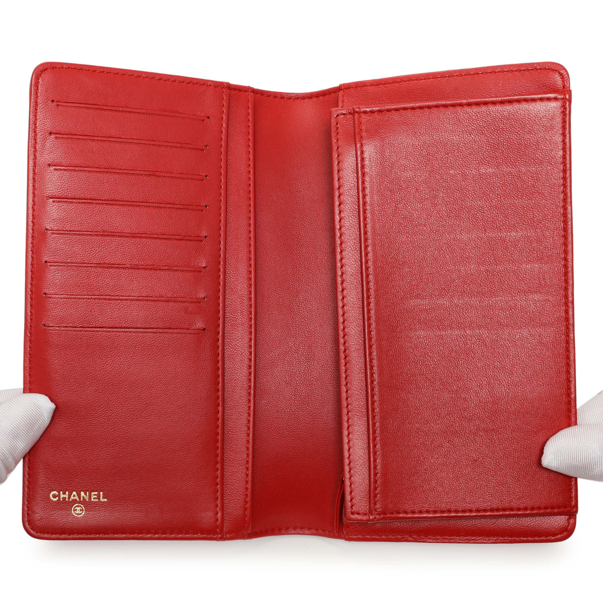 Chanel Red Quilted Lambskin Boy Yen Wallet Accessories Chanel