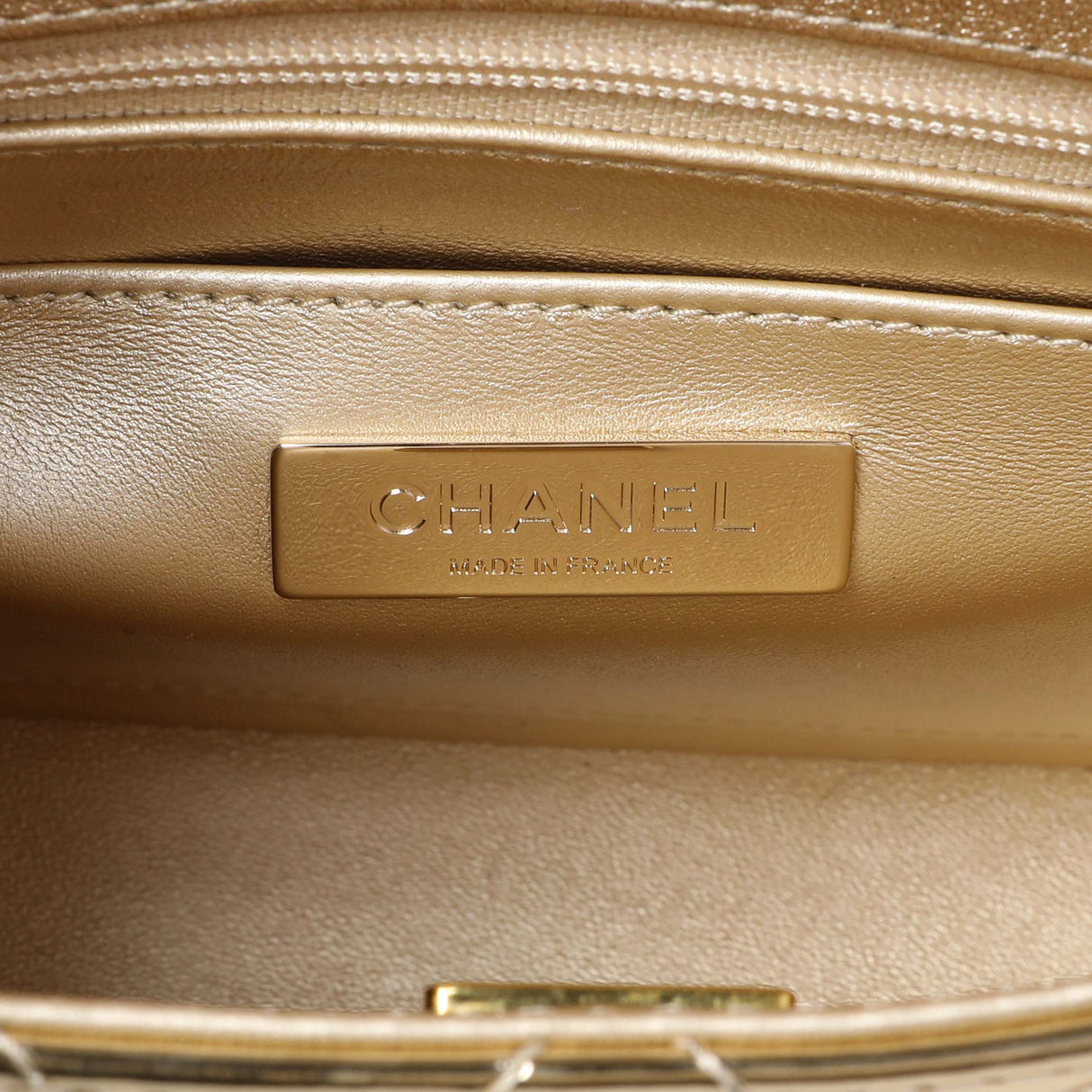 Chanel Gold Mirror Calfskin Quilted Hollywood Boulevard Mini Flap With Star Coin Purse Handbags Chanel