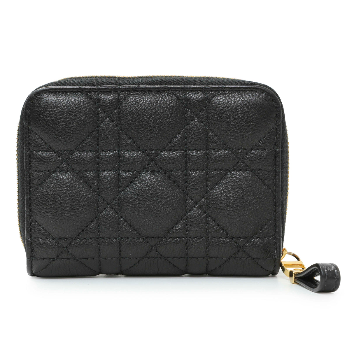 Christian Dior Black Grained Calfskin Supple Cannage Caro Scarlet Zipped Wallet Accessories Christian Dior