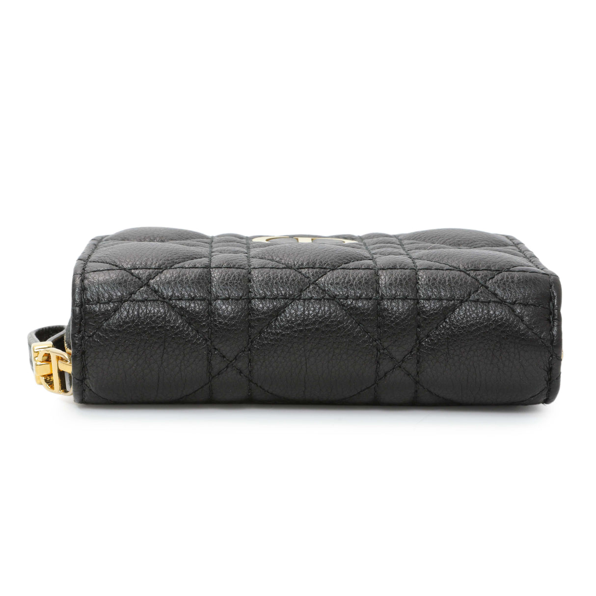Christian Dior Black Grained Calfskin Supple Cannage Caro Scarlet Zipped Wallet Accessories Christian Dior