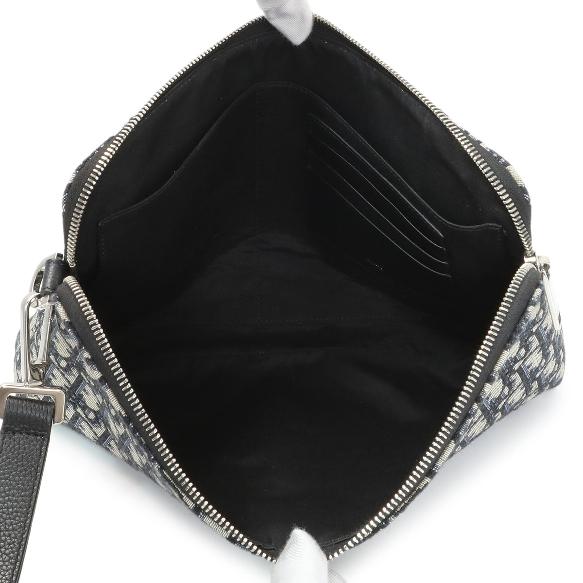 Christian Dior Beige And Black Dior Oblique Jacquard A4 Zipped Pouch