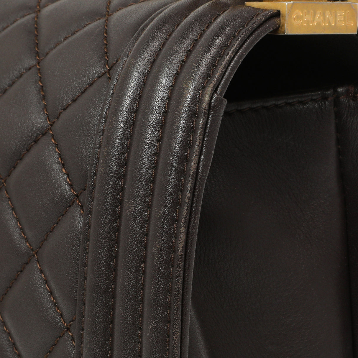 Chanel Dark Brown Quilted Calfskin Medium Boy Bag Handbags Chanel