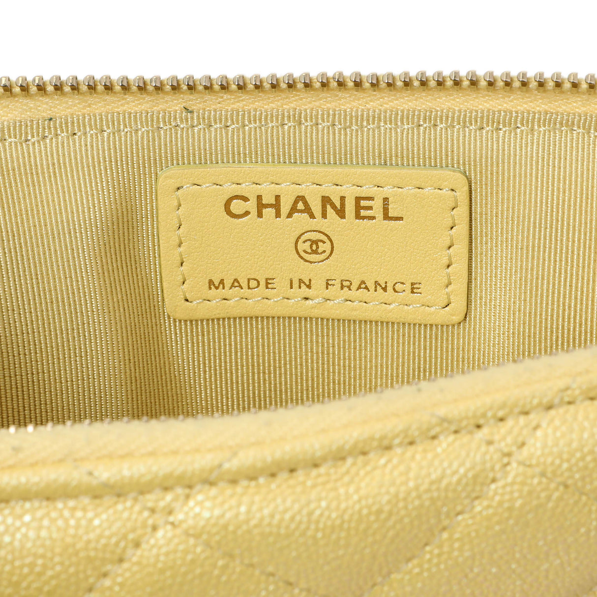 Chanel Yellow Iridescent Caviar Classic Phone Pouch Accessories Chanel