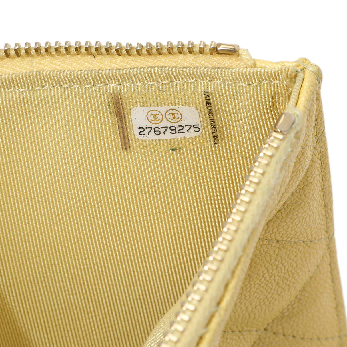 Chanel Yellow Iridescent Caviar Classic Phone Pouch Accessories Chanel