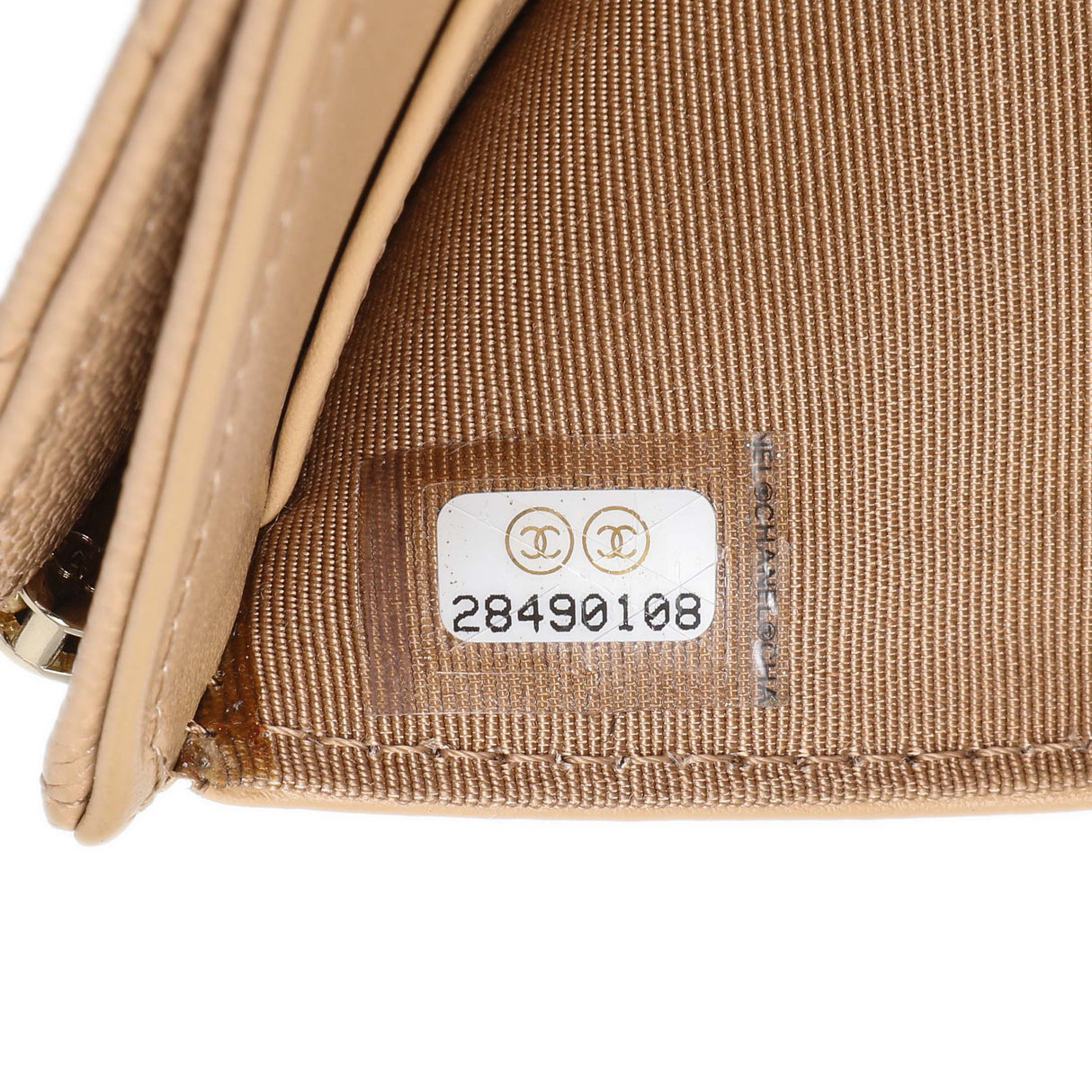 Chanel Beige Quilted Caviar Tri-Fold Wallet Accessories Chanel