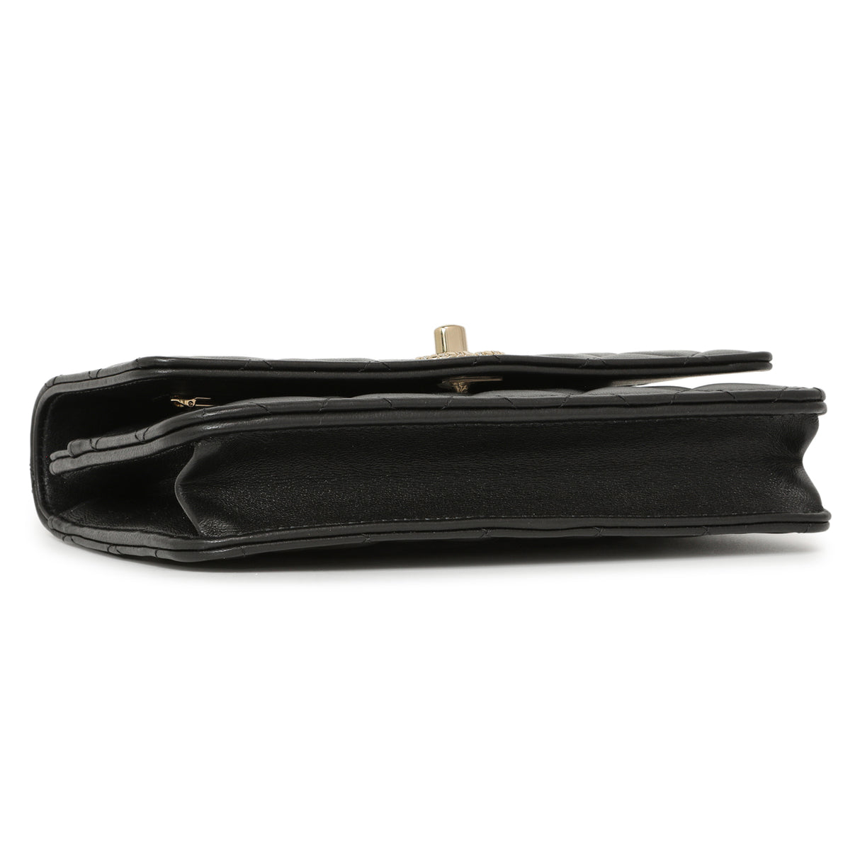 Chanel Black Quilted Lambskin Crystal Top Handle Wallet on Chain WOC Handbags Chanel