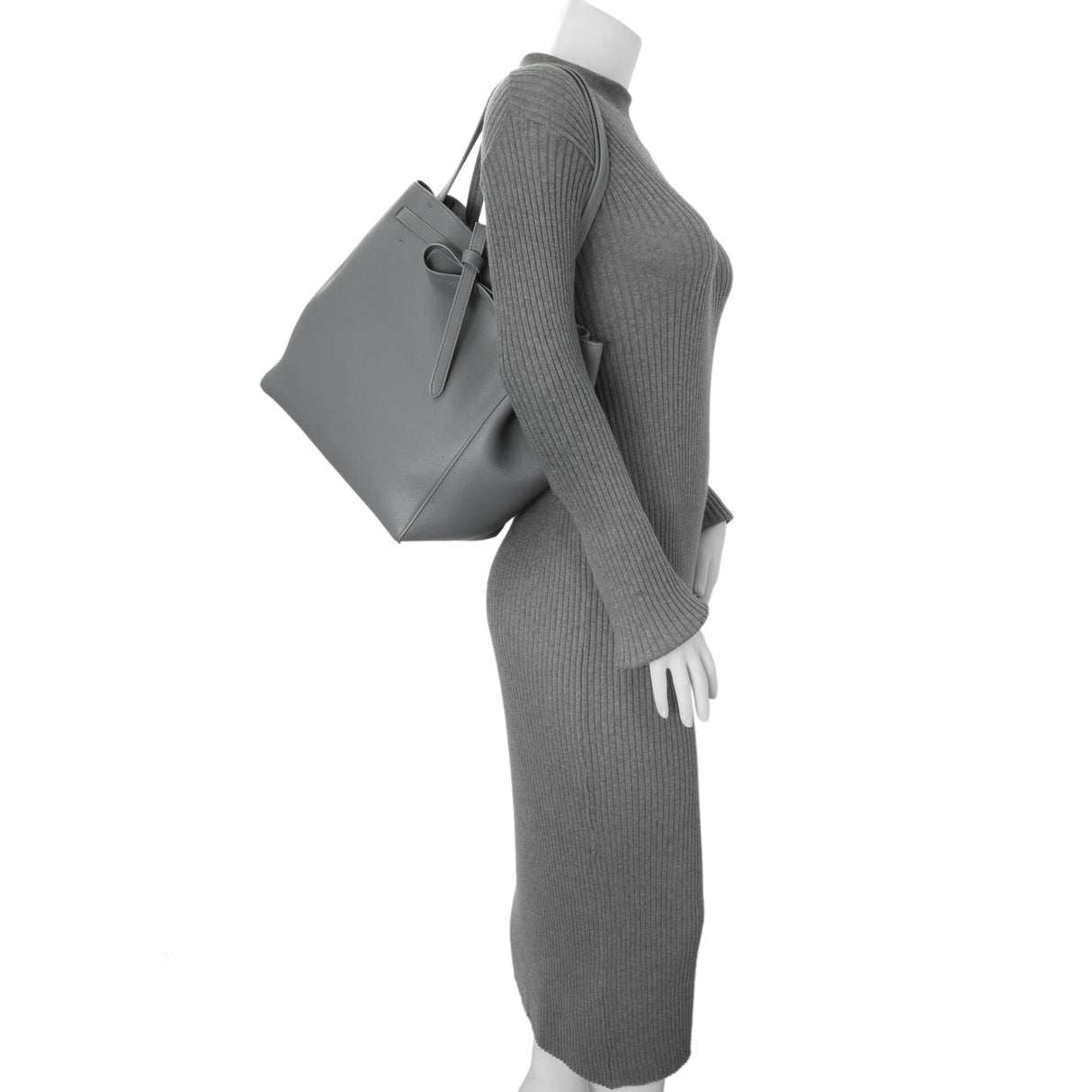 Celine Grey Soft Grained Calfskin Medium Belt Cabas Phantom Handbags Celine