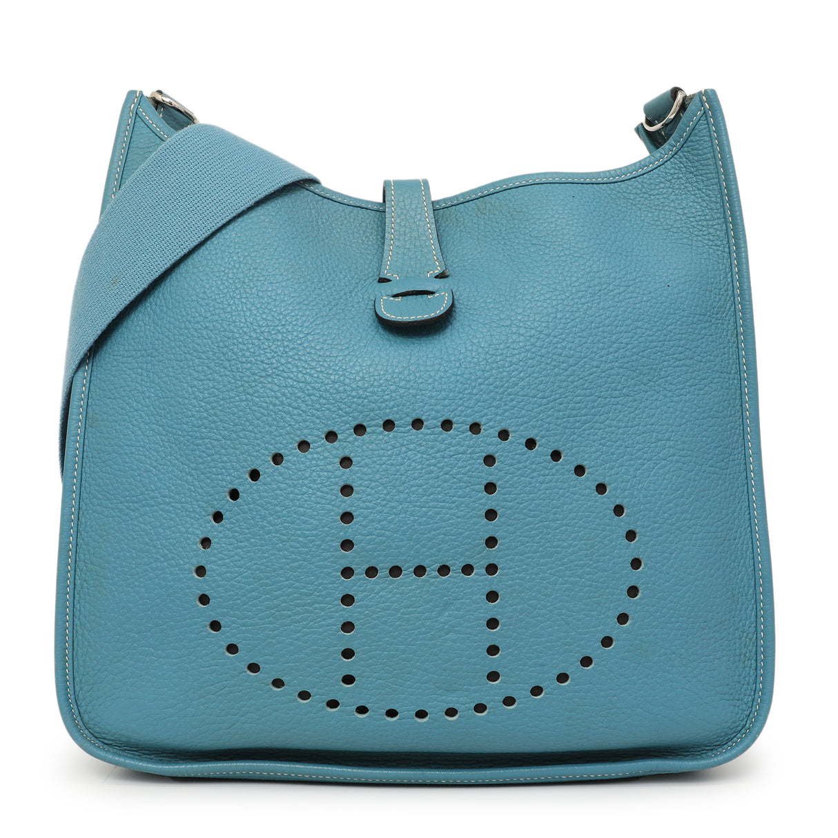 Hermes Blue Jean Clemence Evelyne III GM Handbags Hermes