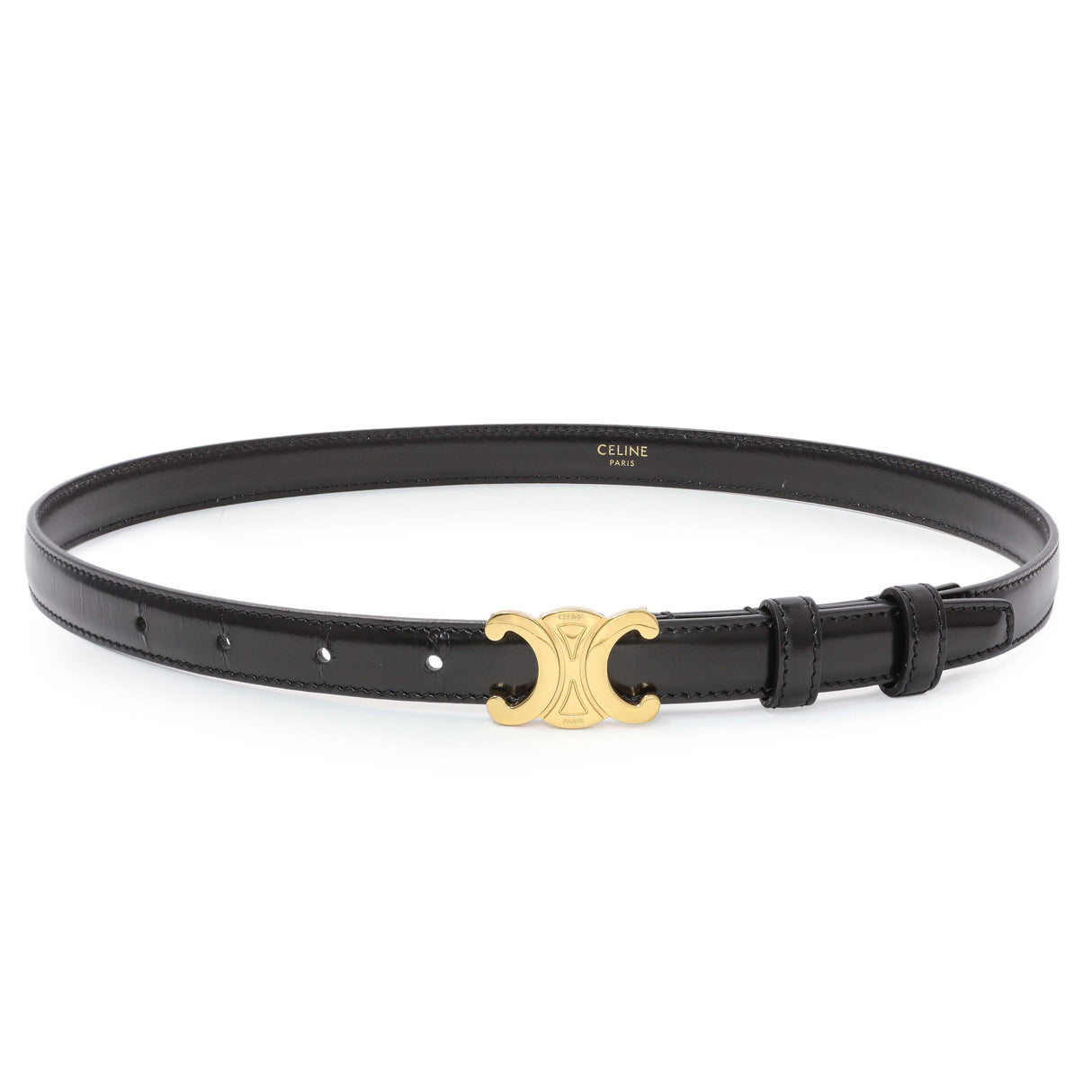 Celine Black Box Calfskin Triomphe Belt Accessories Celine