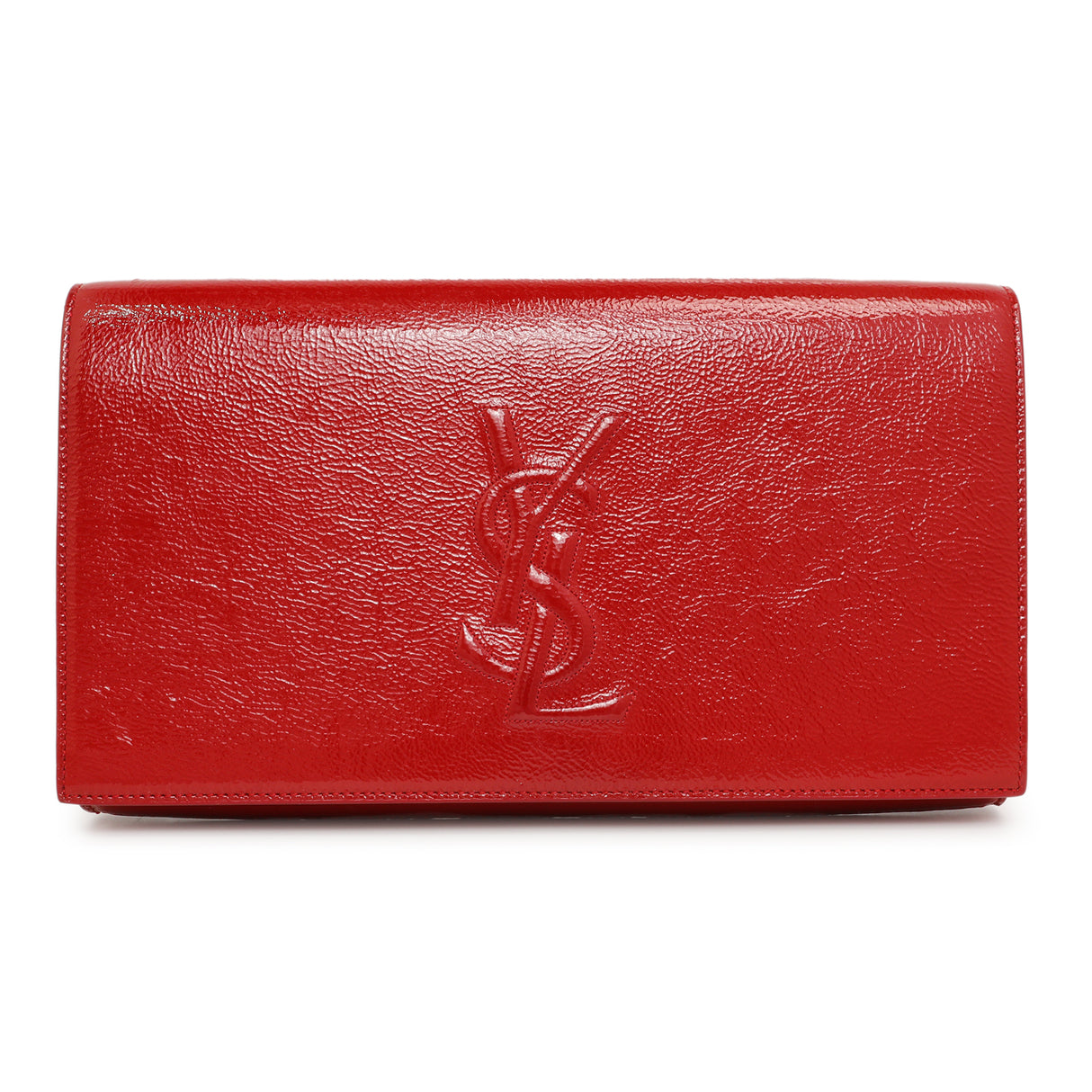 Saint Laurent Red Textured Patent Monogram Large Belle De Jour Clutch Handbags Saint Laurent