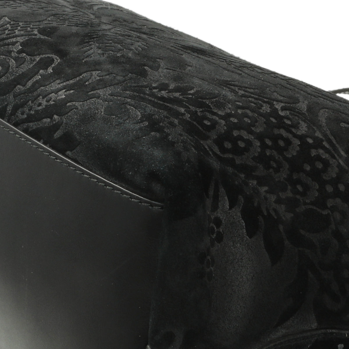 Gucci Black Nubuck Brocade Medium Soft Stirrup Tote Handbags Gucci