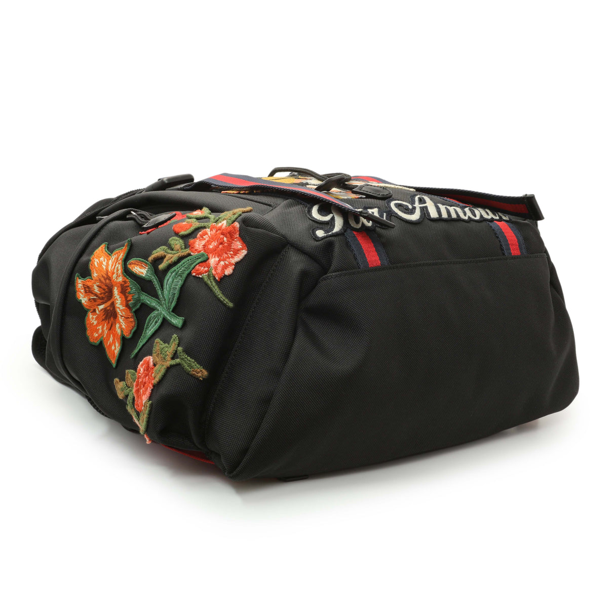 Gucci Techno Canvas Web L'Aveugle Par Amour Embroidered Double Buckle Backpack Handbags Gucci