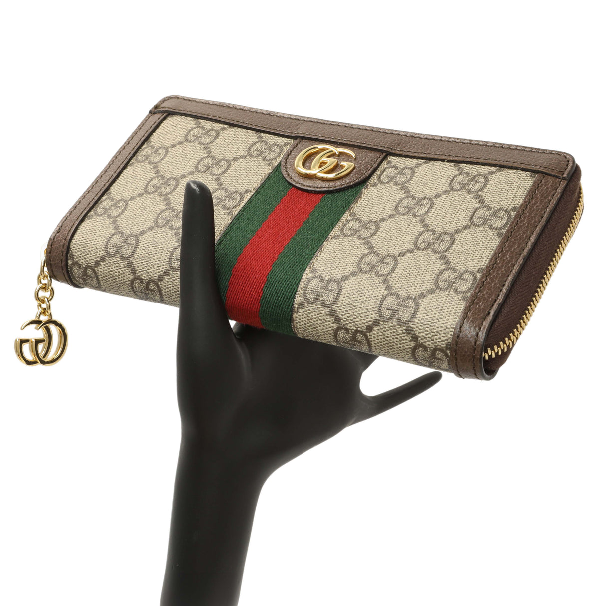 Gucci GG Supreme Monogram Web Ophidia Zip Around Wallet Accessories Gucci