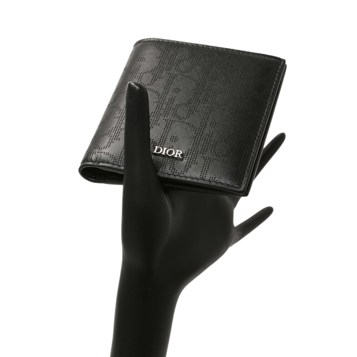 Christian Dior Black Calfskin Perforated Oblique Vertical Card Holder Accessories Christian Dior