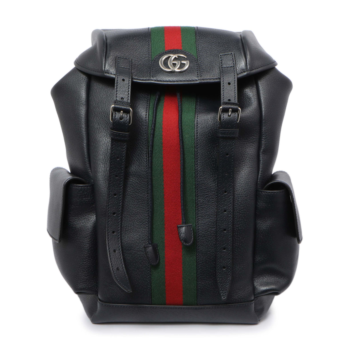 Gucci Blue Grained Calfskin Ophidia Double Buckle Backpack Handbags Gucci